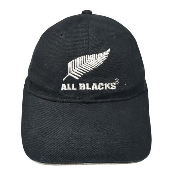 All Blacks Strapback Baseball Cap Black One Size Adjustable Embroidered 6 Panel - Picture 1 of 10